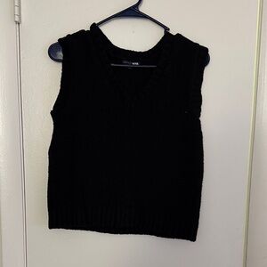 Fashion Nova Black V-Neck Knit Sweater Vest
